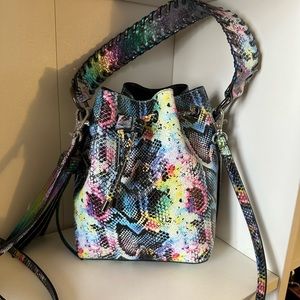 ALDO rainbow snakeskin bucket bag